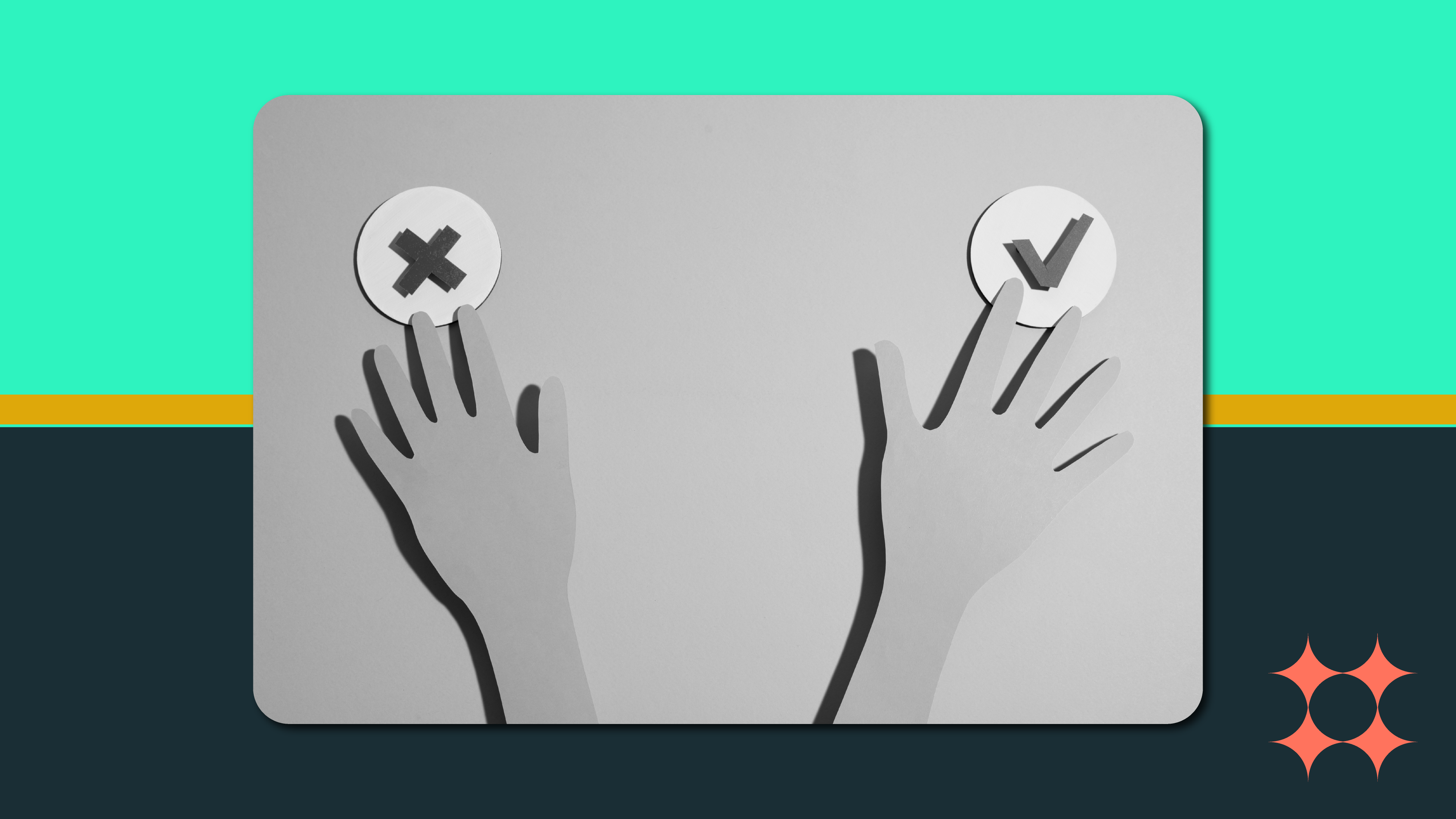 Ticks and crosses to represent the pros and cons of running a website design business